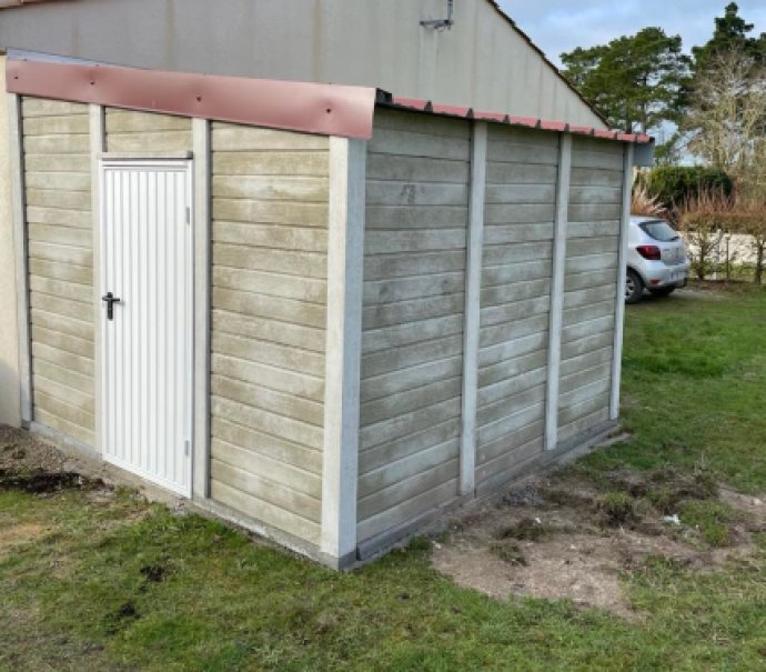 Annexe de jardin en béton aspect bois 1 pente